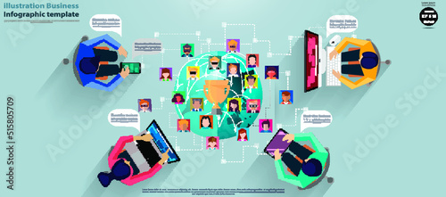 Illustration business.design modern  idea and concept think creativity. for brainstorm,Social network,success,plan,think,search,analyze,communicate, futuristic idea innovation technology.