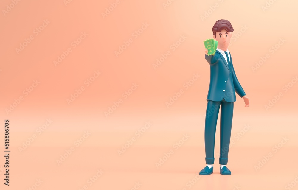 Business Man with Money. 3D render Business Man with Money. 3D render