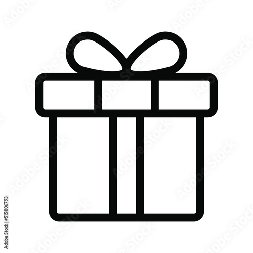 Present gift box icon. Vector isolated element. Christmas gift icon illustration vector symbol. Surprise present linear design. Stock vector.