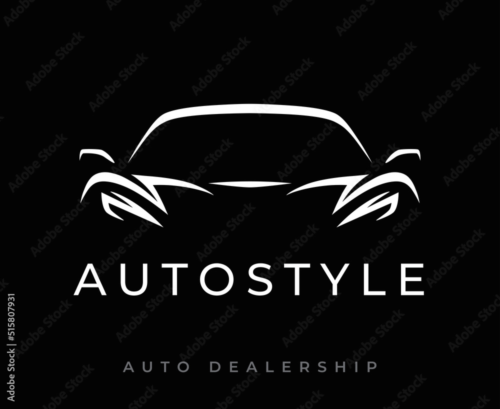 Auto sports car logo. Motor vehicle silhouette emblem. Luxury supercar  dealership icon. automotive dealer garage symbol. Vector illustration.  Stock Vector