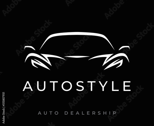 Auto sports car logo. Motor vehicle silhouette emblem. Luxury supercar dealership icon. automotive dealer garage symbol. Vector illustration.