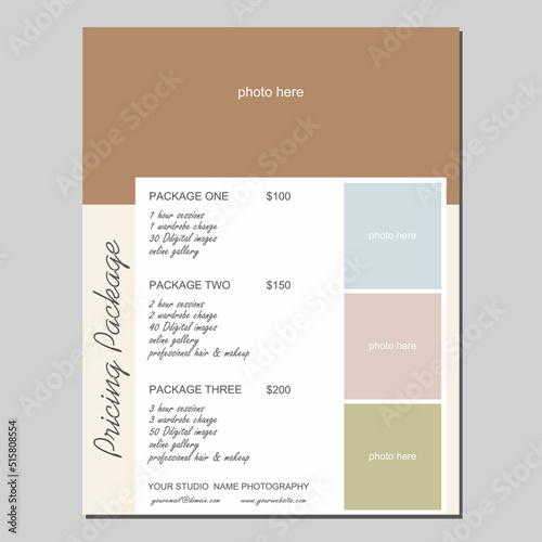 Pricing Guide Sheet Template, Photographer Price Guide