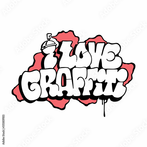 i love graffiti.vector illustration.decorative lettering in graffiti style.modern typography design perfect for t shirt,poster,banner,flyer,sticker,web design,social media and different uses