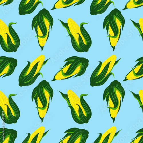 Vector - corn plants pattern, watercolor illustration.