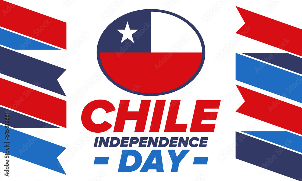Chile Independence Day. Happy national holiday Fiestas Patrias. Freedom day. Celebrate annual in September 18. Chile flag. Patriotic chilean design. Poster, card, banner, template, background. Vector