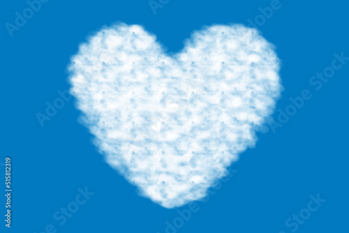 White cloud in shape of heart. for love concept. on the blue color background.