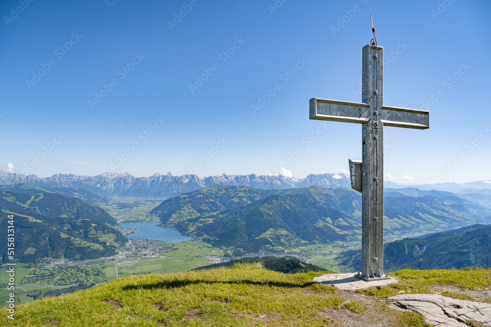 Summit cross above Zell am See, Pinzgau, Salzburger Land, Austria, Europe