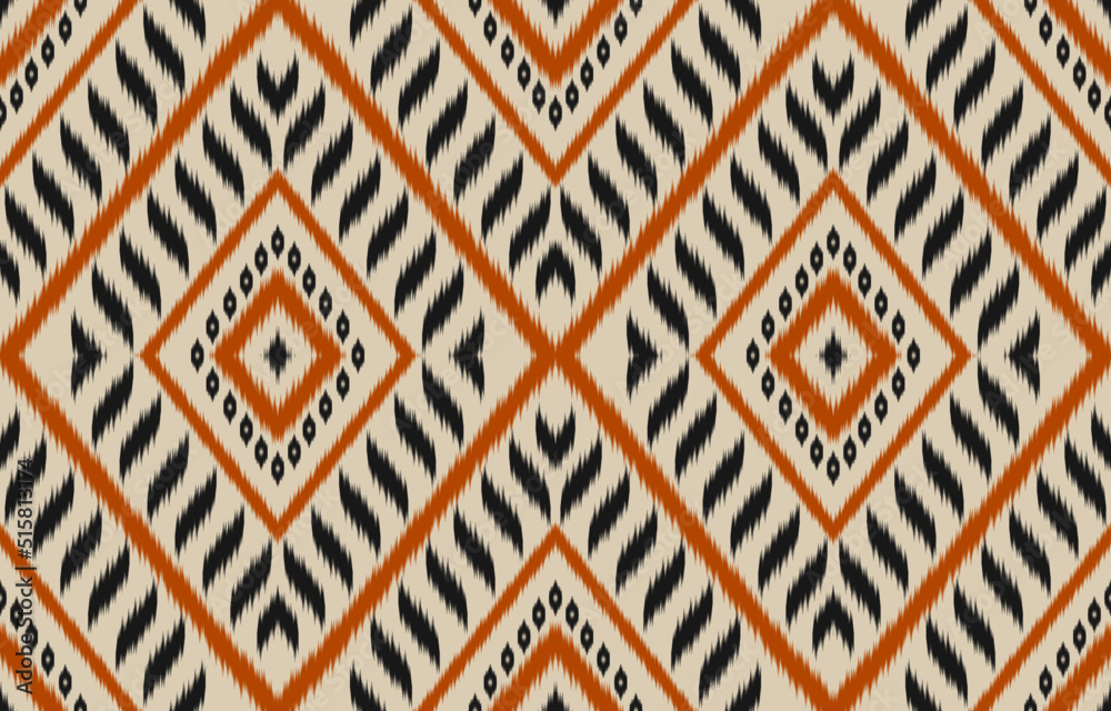 Fabric ikat art. Geometric ethnic seamless pattern in tribal. Indian style. Design for background, wallpaper, illustration, fabric, clothing, carpet, textile, batik, embroidery.