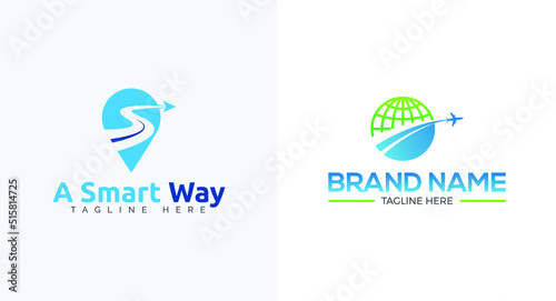Modern travel agency logo design vector template