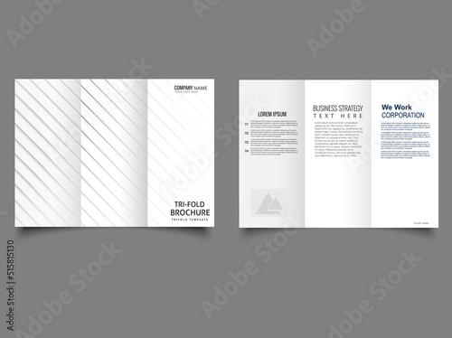 White Trifold Brochure. Flyer with thin lines on the front of the page.