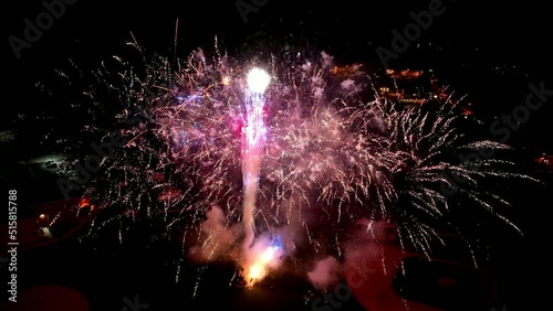 Aerial Drone View of Fireworks Display 