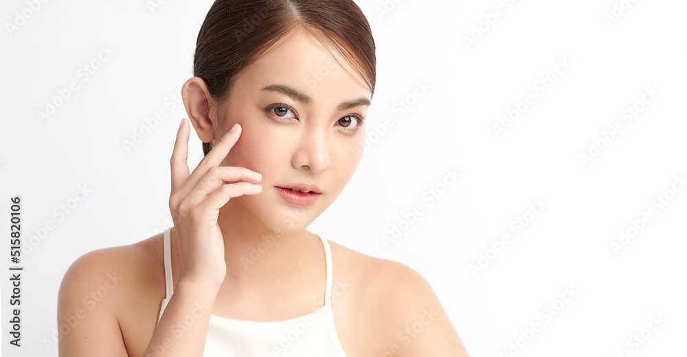 Beautiful young asian woman with clean fresh skin on white background, Face care, Facial treatment, Cosmetology, beauty and spa, Asian women portrait. Beautiful young asian woman with clean fresh skin on white background, Face care, Facial treatment, Cosmetology, beauty and spa, Asian women portrait.