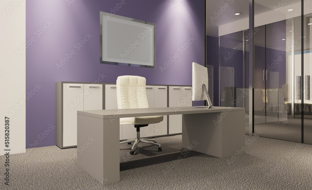 Modern office building interior. 3D rendering.. Mockup. Empty paintings Modern office building interior. 3D rendering.. Mockup. Empty paintings