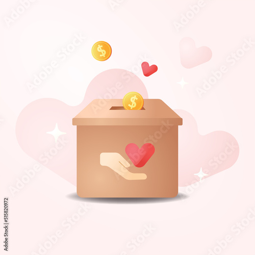 Charity day donation with heart vector illustration. Caring, kindness, helping, giving, fund raising, hope idea.