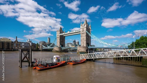 Day Timelapse view of Tower Bridge and the Thames River