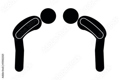japanese bow icon, asian greeting illustration