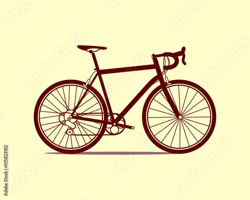 Vector illustration of a racing bicycle made in flat style. Vector bike icon. Beautiful retro transport poster. 