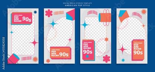 American pop 90s style social media stories template