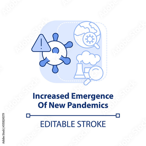 Increased emergence of new pandemics light blue concept icon. Overpopulation effect abstract idea thin line illustration. Isolated outline drawing. Editable stroke. Arial, Myriad Pro-Bold fonts used