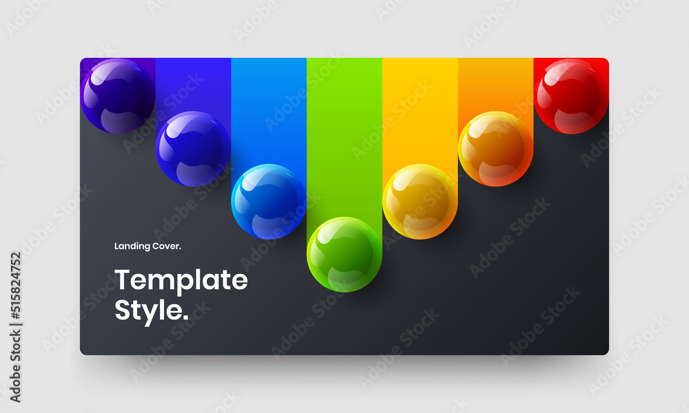 Simple realistic spheres company identity template. Unique annual report design vector layout.
