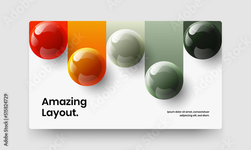 Abstract company cover design vector template. Geometric realistic balls website layout. © kitka