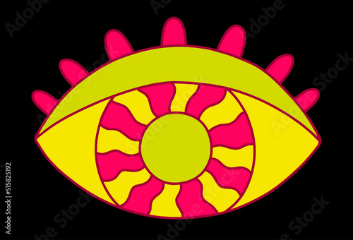 Trippy eye. Surreal psychedelic vector illustration.
