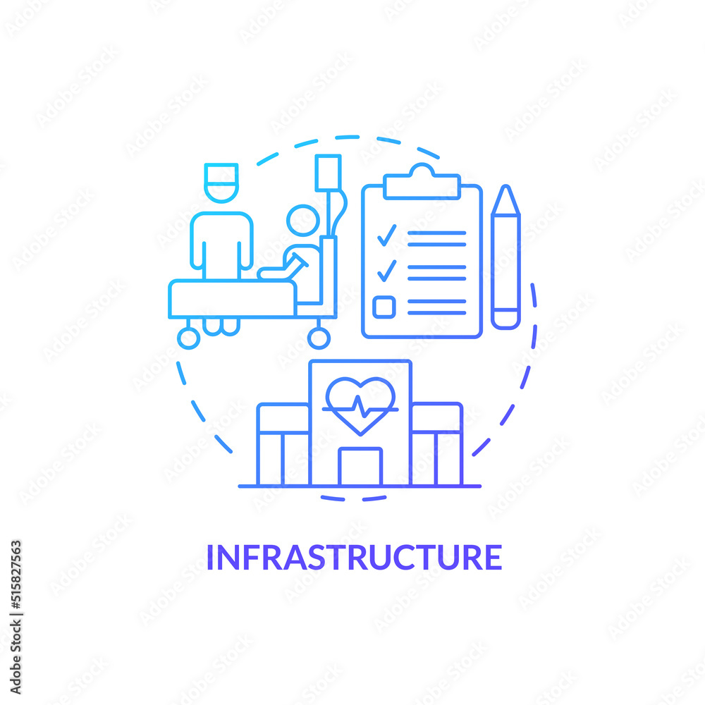 Infrastructure blue gradient concept icon. Rapid response to virus. Pandemic preparedness effort abstract idea thin line illustration. Isolated outline drawing. Myriad Pro-Bold fonts used