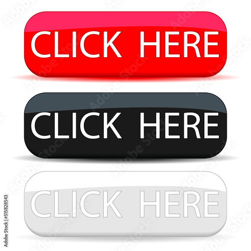 Web button click here isolated on a white background