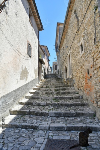 A narrow street between the old houses of Pietrelcina a village in the province of Benevento, Italy.  © Giambattista