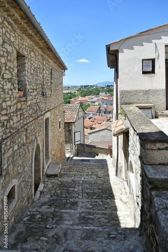 A narrow street between the old houses of Pietrelcina a village in the province of Benevento  Italy. 