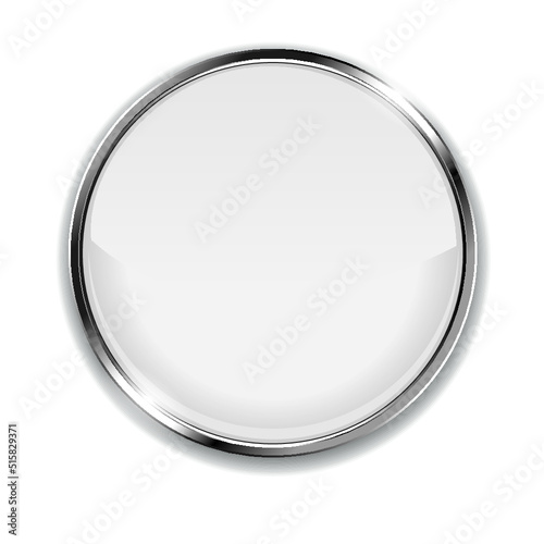 White 3d button isolated on a white background