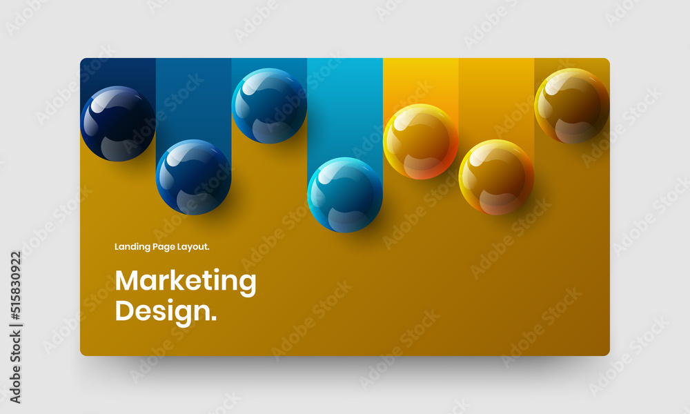 Trendy site design vector layout. Simple 3D spheres landing page template.