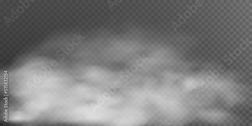 Fog or smoke isolated transparent special effect. White vector background of cloudiness, fog or smog. Vector illustration
