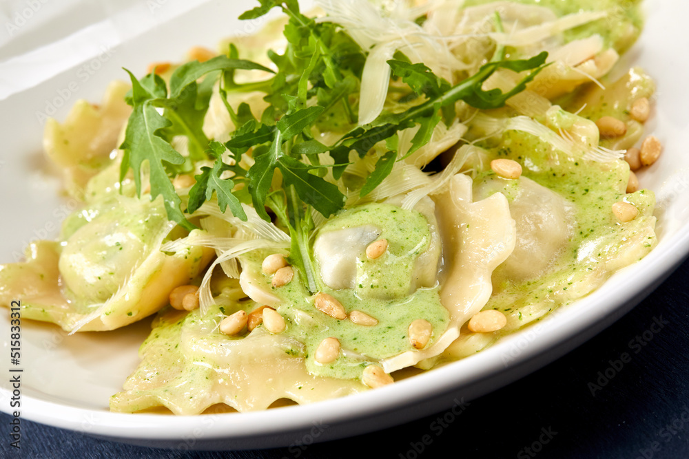 italian ravioli with pesto sauce italian ravioli with pesto sauce