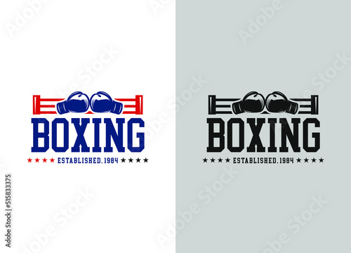 Boxing logo template. Boxing related design elements for prints, logos, posters. Vector vintage illustration. Eps 10