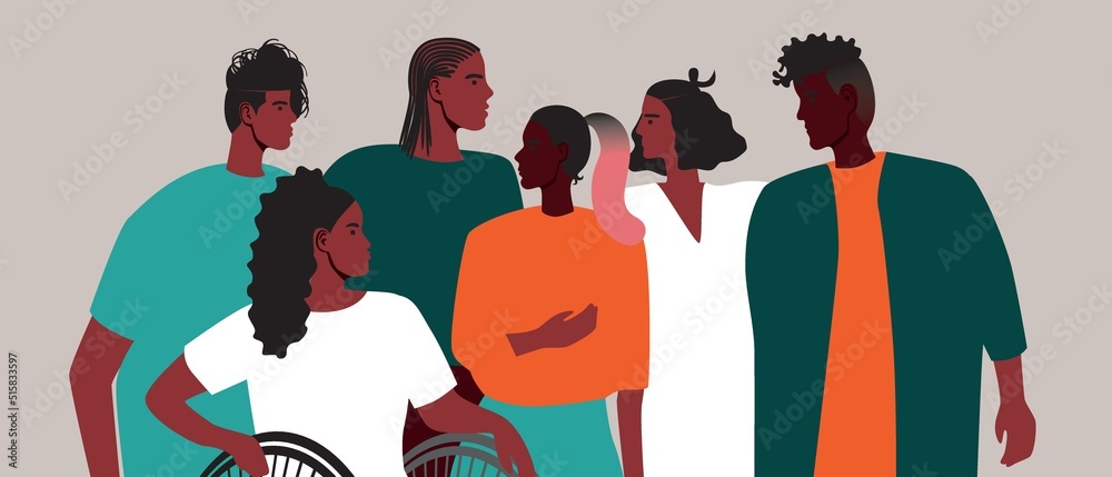 Inclusive people from African community, flat vector stock illustration ...