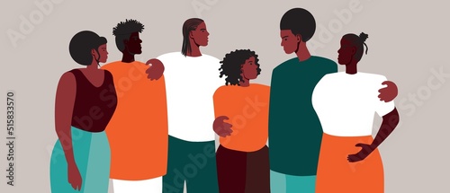 People from African community, flat vector stock illustration, friends together