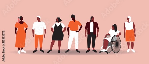 African people isolated, flat vector stock illustration as Juneteenth community, gender diversity