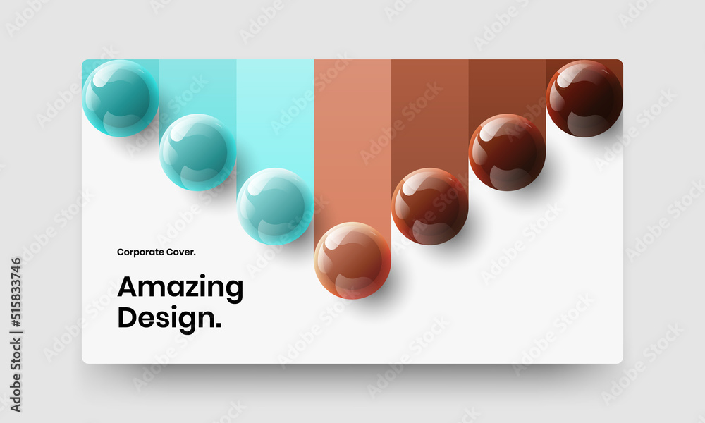 Creative site vector design template. Unique realistic balls front page layout.