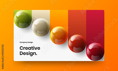 Premium 3D spheres horizontal cover layout. Multicolored landing page design vector illustration. © kitka