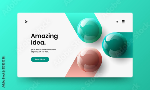 Fresh realistic spheres annual report illustration. Unique corporate brochure design vector template.