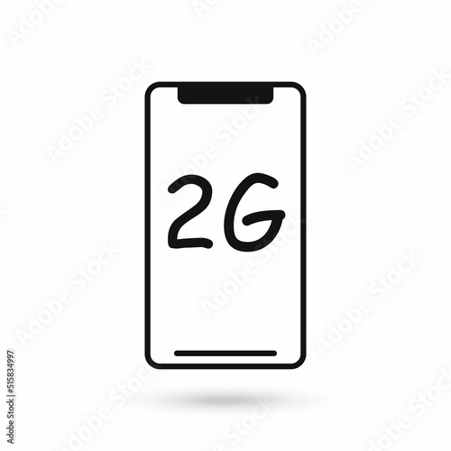 Mobile phone flat design icon with 2g communication technology symbol