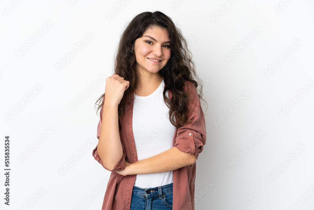 Teenager Russian girl isolated on white background laughing Teenager Russian girl isolated on white background laughing