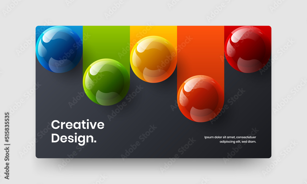 Isolated realistic balls journal cover illustration. Clean postcard design vector concept.