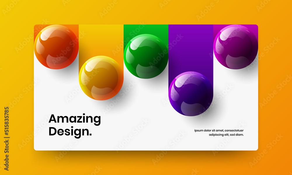 Amazing cover vector design illustration. Fresh realistic spheres annual report layout.