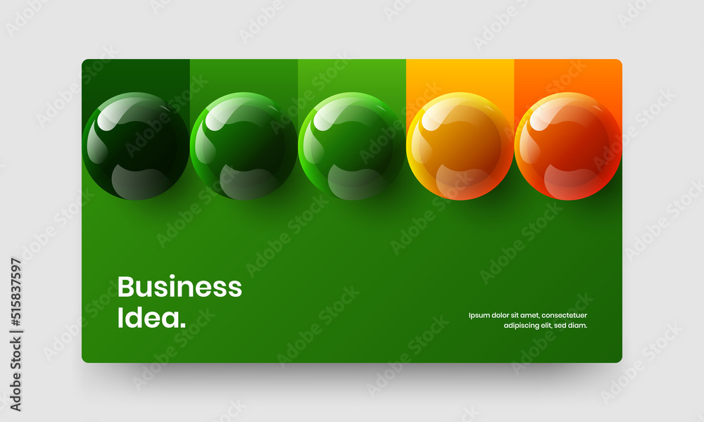 Multicolored site screen design vector layout. Colorful 3D spheres flyer template.