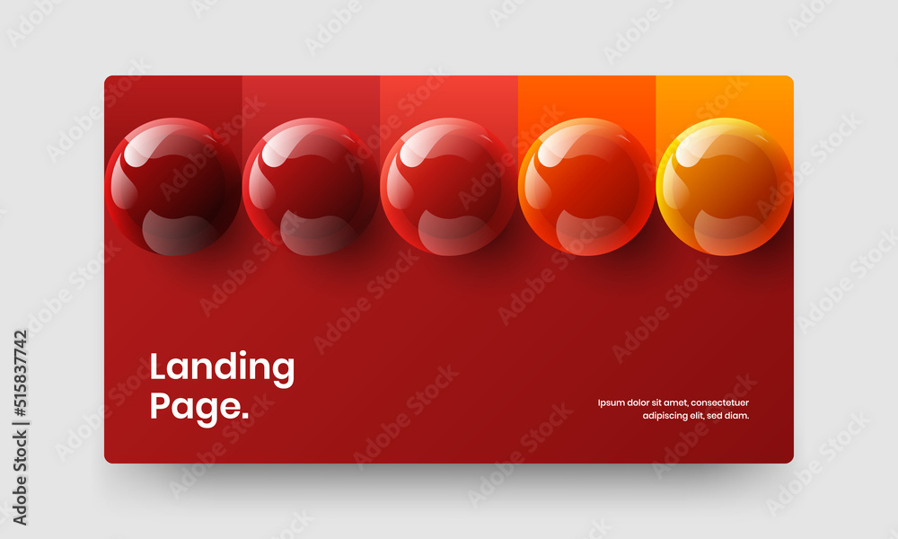 Trendy 3D spheres poster template. Vivid corporate brochure vector design layout.