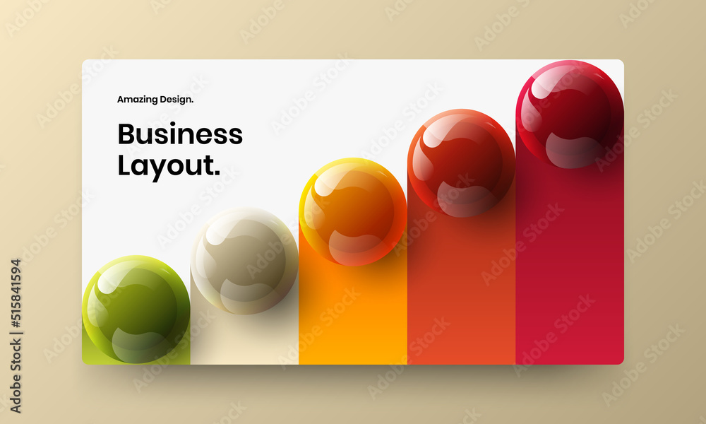 Isolated presentation design vector concept. Amazing realistic balls book cover layout.