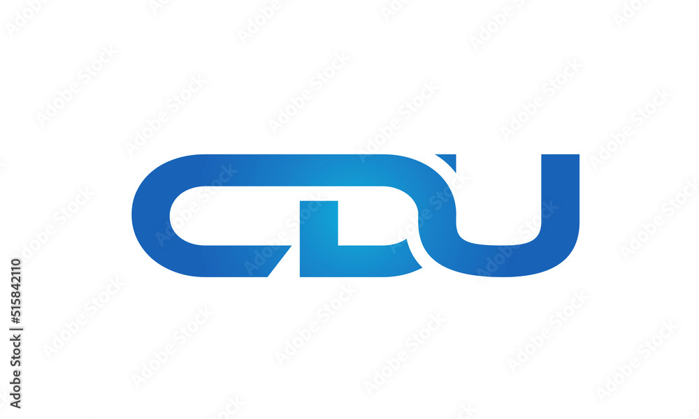 Connected CDU Letters logo Design Linked Chain logo Concept Stock
