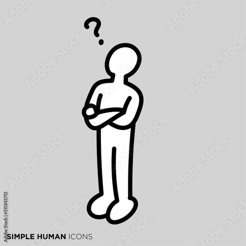 シンプルな人間のアイコンシリーズ　「考える人」